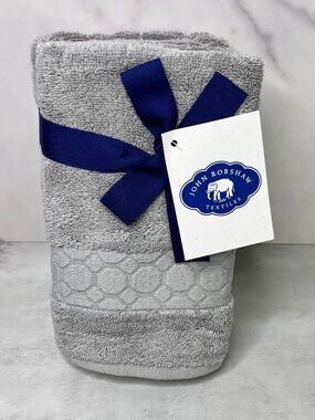 John Robshaw Gray Grey Hand Towels Set of 2 - 100% Cotton